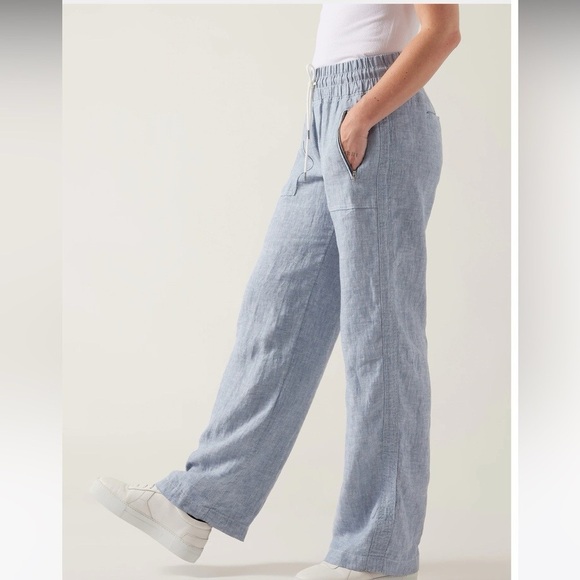 Athleta Blue Cabo Linen Wide-Leg Pants 8 - Picture 2 of 16